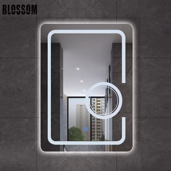 LED Defogger Lighted Smart Bluetooth Bathroom Mirror with Digital Clock
