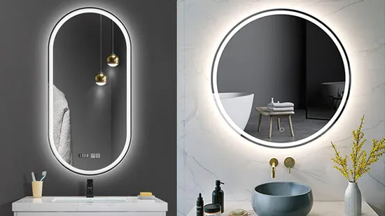 Modern Decorative Cosmetic Bathroom Vanity Mirrors Black Aluminum Framed Wall Hanging Mirror Furniture Espejo LED Mirror