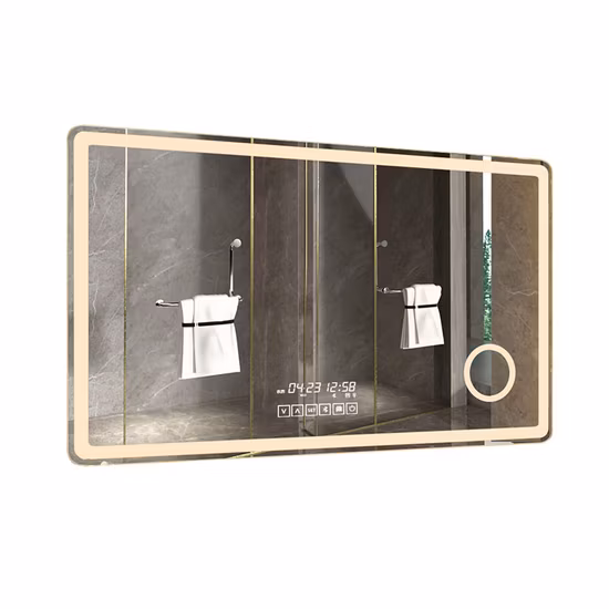 Modern Decorative Cosmetic Bathroom Vanity Mirrors Black Aluminum Framed Wall Hanging Mirror Furniture Espejo LED Mirror