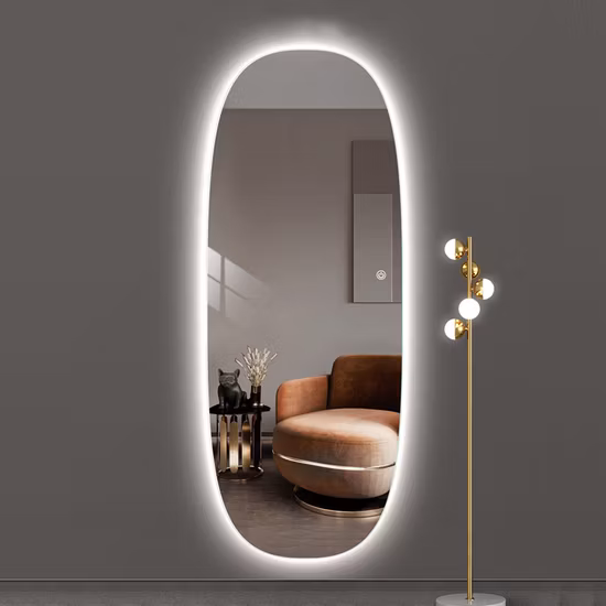 Modern Decorative Cosmetic Bathroom Vanity Mirrors Black Aluminum Framed Wall Hanging Mirror Furniture Espejo LED Mirror
