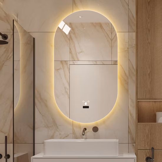Modern Decorative Cosmetic Bathroom Vanity Mirrors Black Aluminum Framed Wall Hanging Mirror Furniture Espejo LED Mirror
