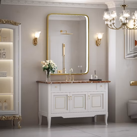 3X Magnifier Wholesale Big Aluminum Framed Touch Light Anti Fog Rectangule Bathroom LED Wall Silver Mirror with Lights