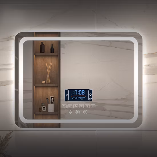 호텔 스마트 프레임리스 터치스크린 조광기 조명 현대식 욕실 LED 백라이트 거울